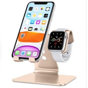 Sleek Rose Gold Tablet and Watch Stand